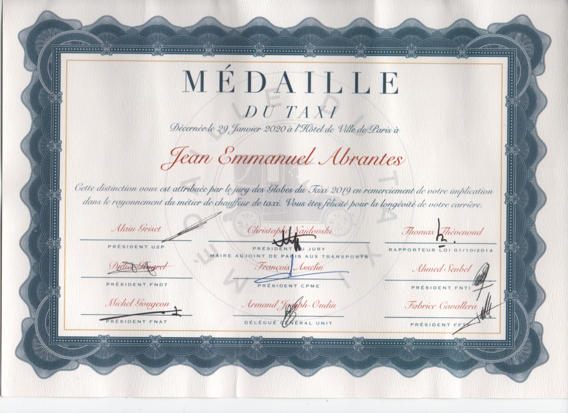 d�coration m�daille du taxi